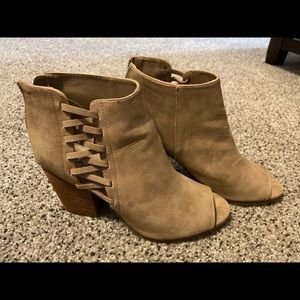Taupe Open Toe Booties